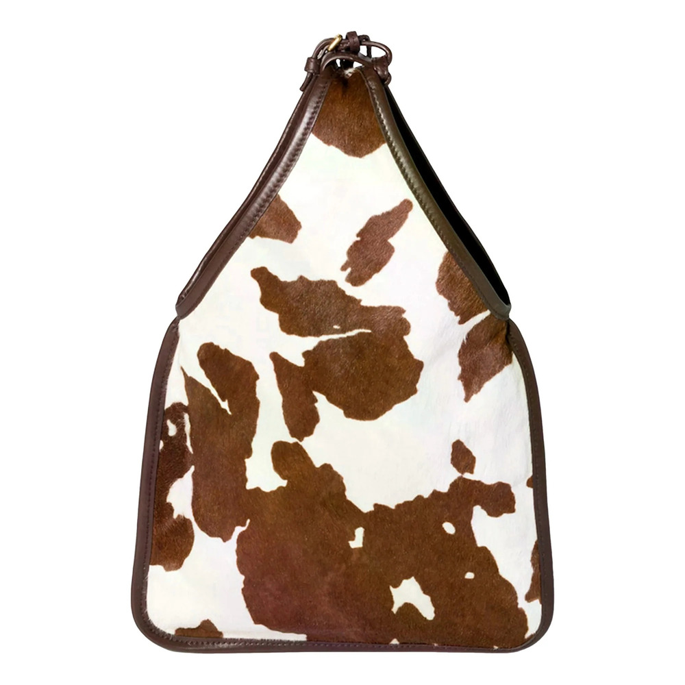 Miu Miu Brown Cow Print Suede Mini Handbag with Tassel
